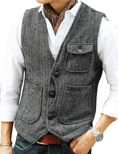 Timoleon | Stilvolle ärmellose Vintage-Tweed-Weste für Männer