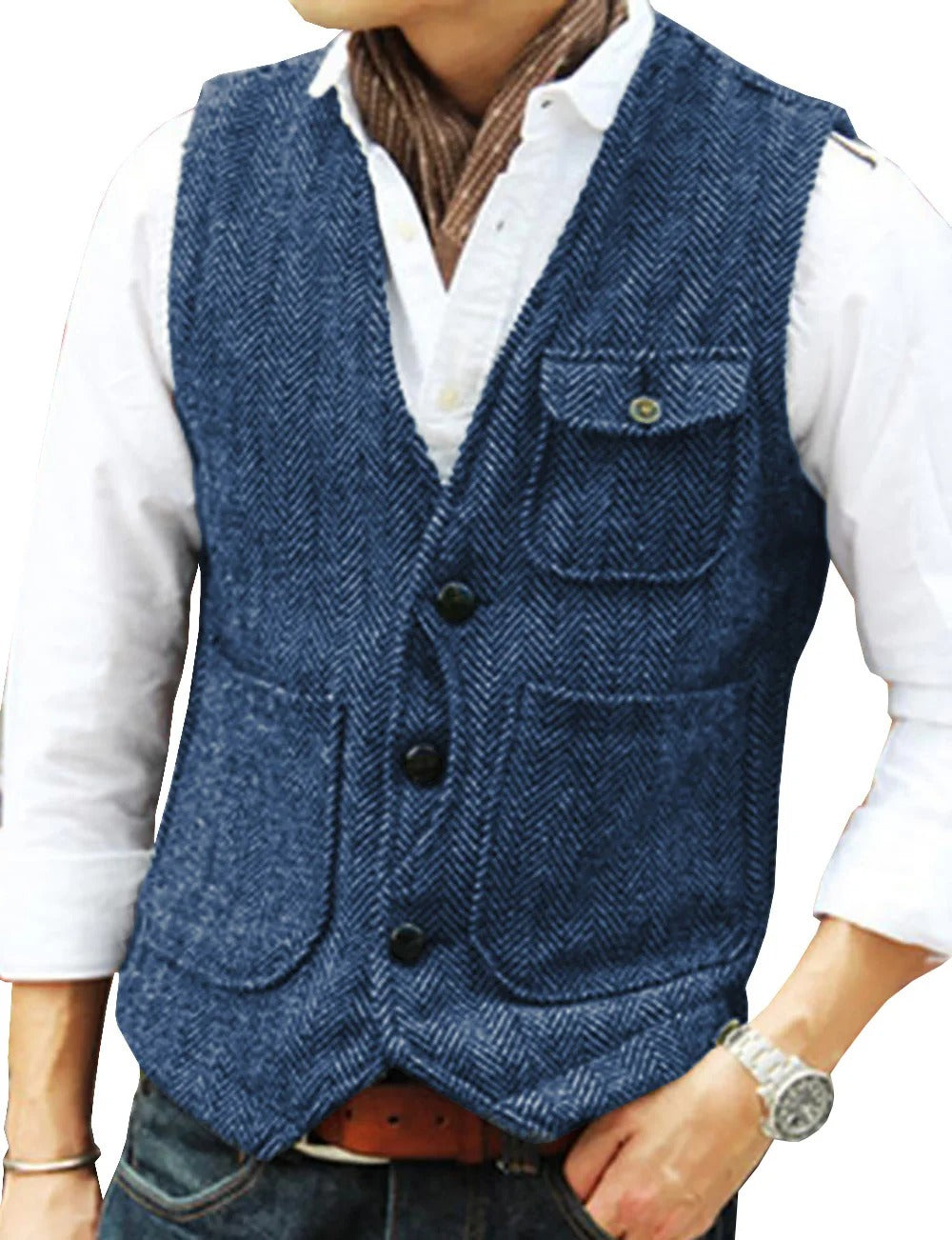 Timoleon | Stilvolle ärmellose Vintage-Tweed-Weste für Männer