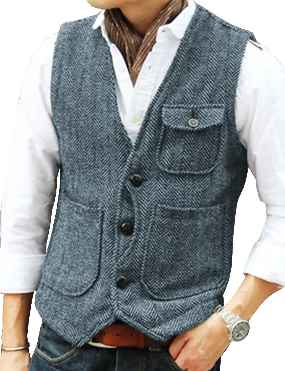 Timoleon | Stilvolle ärmellose Vintage-Tweed-Weste für Männer