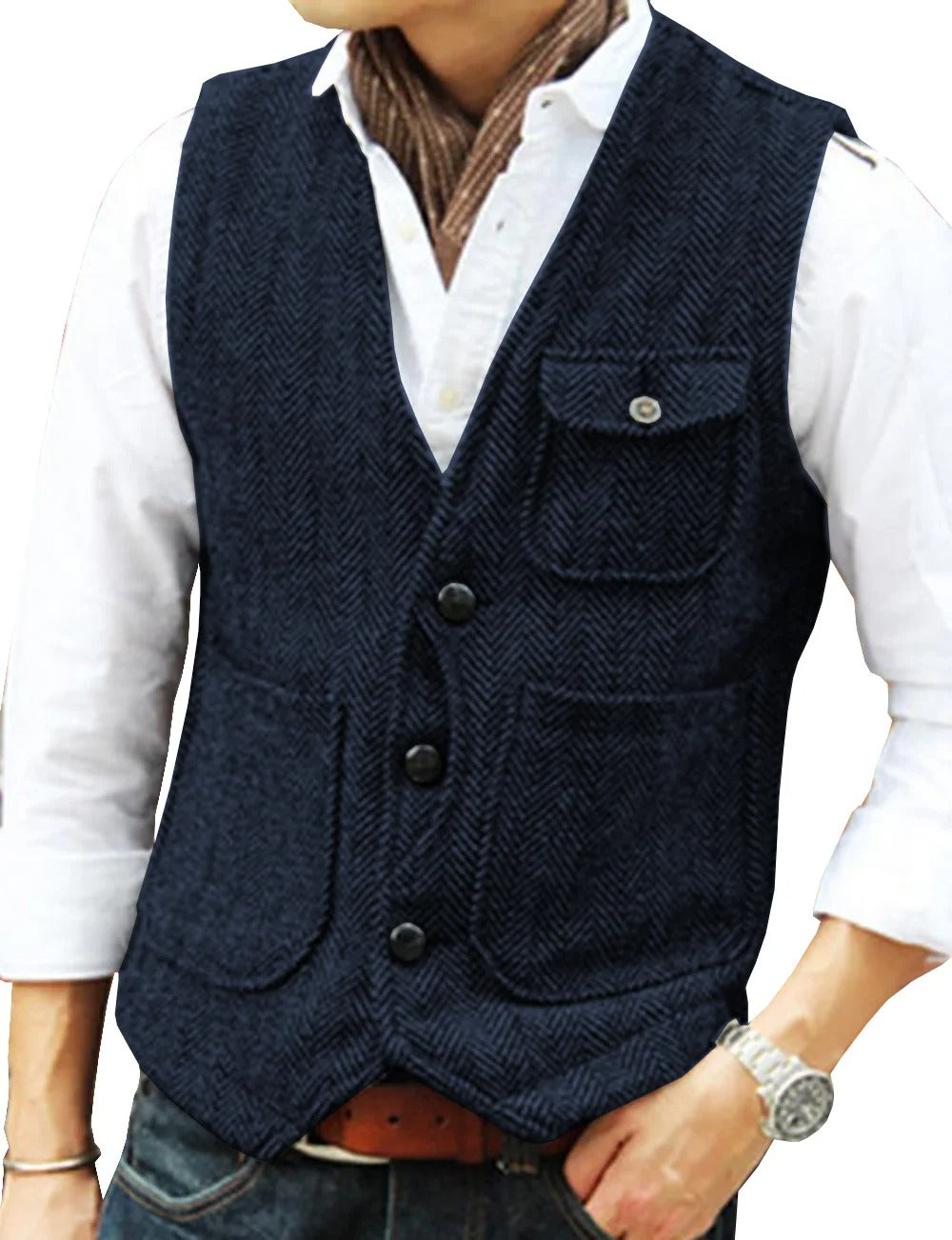 Timoleon | Stilvolle ärmellose Vintage-Tweed-Weste für Männer