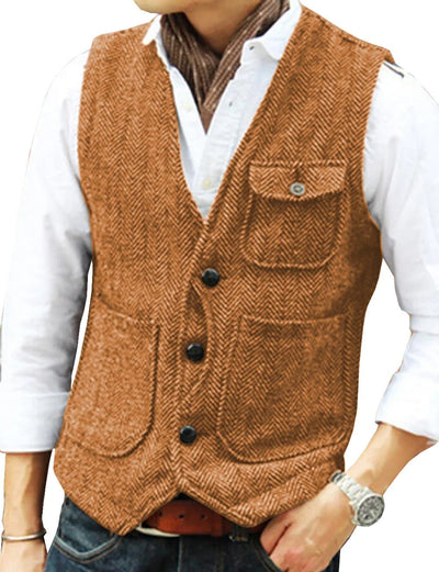 Timoleon | Stilvolle ärmellose Vintage-Tweed-Weste für Männer