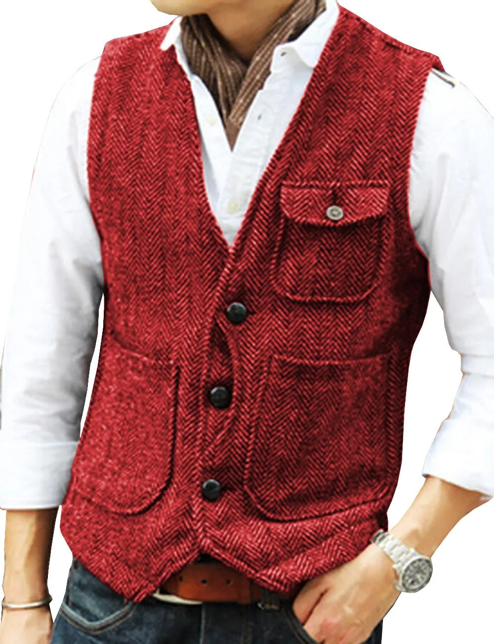 Timoleon | Stilvolle ärmellose Vintage-Tweed-Weste für Männer