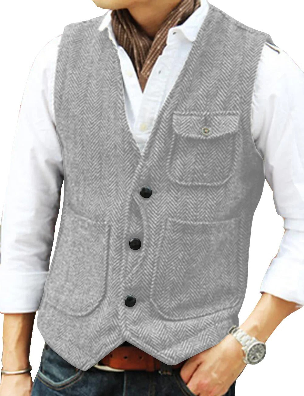 Timoleon | Stilvolle ärmellose Vintage-Tweed-Weste für Männer