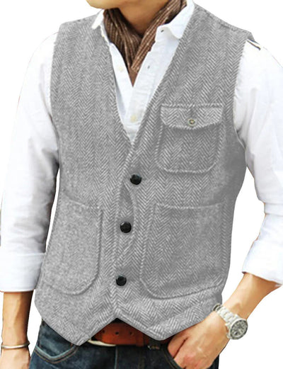 Timoleon | Stilvolle ärmellose Vintage-Tweed-Weste für Männer