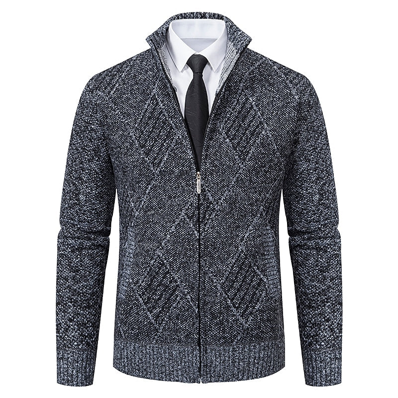 Alder Modehaus - Stylischer Zipper-Strickpullover für Herren